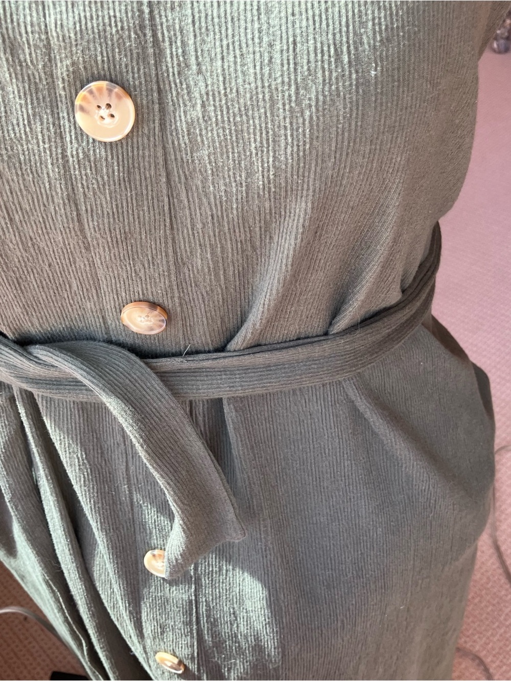 Ava+Viv Olive Green Button-Front Midi Dress X - Picture 6 of 9